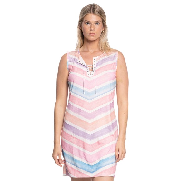 Coco Y Club Women's Short Tank Dress Size S Lace Up Stripe Casual NWT - Picture 1 of 1